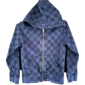 Tea collection size 3 blue checkerboard full zip hoodie
